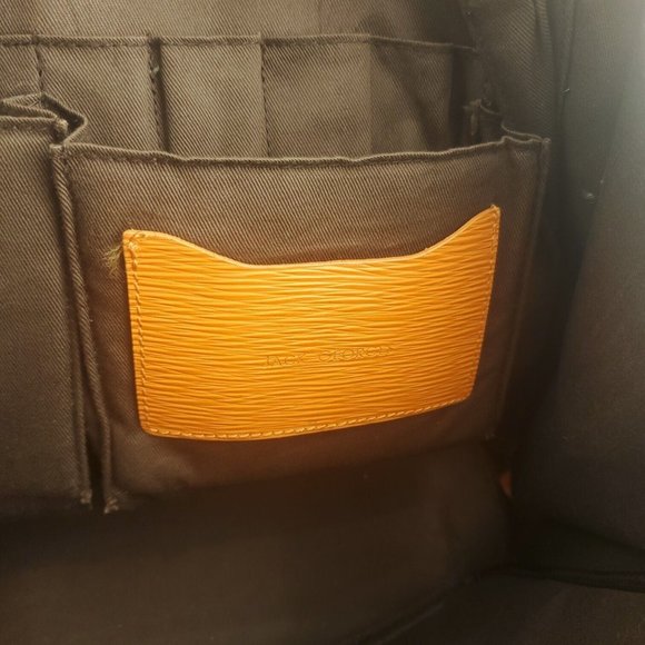 Jack Georges Womens Orange Leather Handpainted Floral Double Handles Tote Bag - Picture 7 of 15